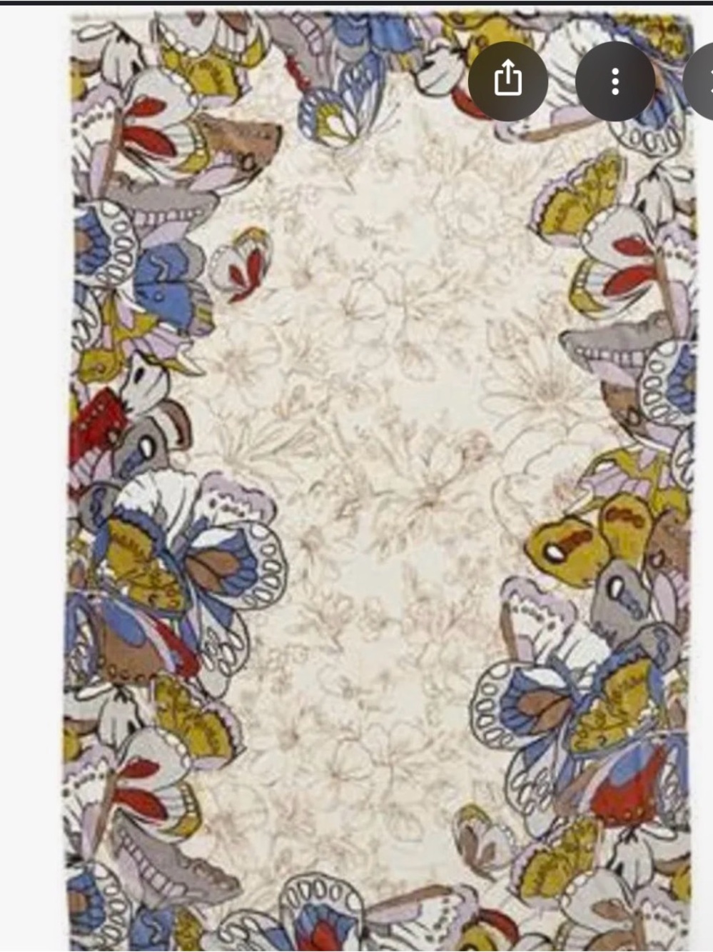 Butterfly Border Scarf in Cream, Blue & Mustard NEVER OPENED